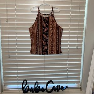 Nylon Apparel Haltered Patterned Top Blouse.